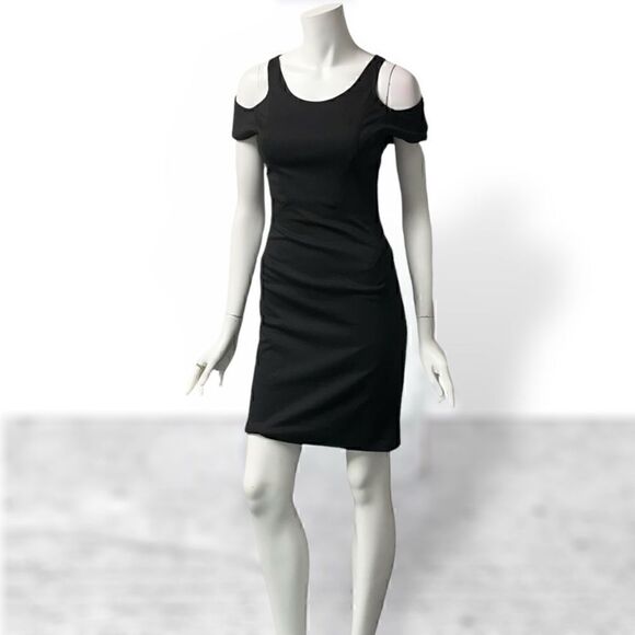 Zac Posen Cold Shoulder Black Mini Dress - Picture 1 of 7